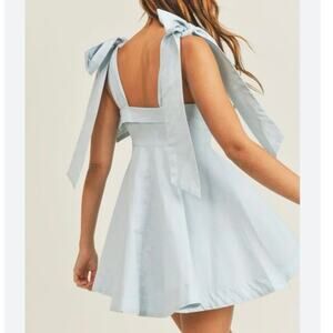 Mable Ribbon Tie Mini Dress Sz M summer spring wear light blue dress